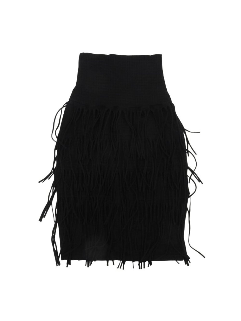 The Furies Women Extra Small XS Black Plaid Check Fringe Stretch Pencil Skirt